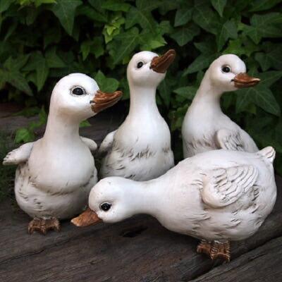 鳥の置物 アヒルの4兄弟 30497HT とり トリ ガーデン オーナメント オブジェ 雑貨 インテリア 庭 ガーデニング リアル ディスプレィ拍卖