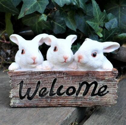 うさぎの置物 ウエルカムラビット N13668 動物 オーナメント ガーデン オブジェ ガーデニング インテリア ディスプレイ拍卖