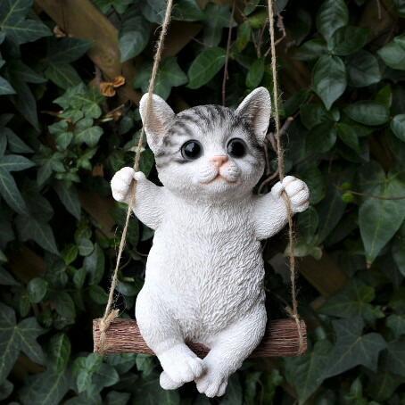 猫の置物 エンジョイブランコ サバトラ 123QY キャット ガーデンオブジェ CAT 動物 オーナメント ネコ 雑貨 オブジェ拍卖