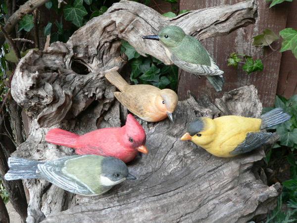 バード5羽セット 小鳥の置物 11761N とり トリ オブジェ 動物 オーナメント ガーデン リアル デスプレィ ガーデニング拍卖