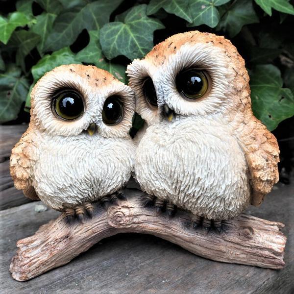 茶フクロウの置物 親子ふくろう 222QY 鳥 とり 動物 オーナメント オブジェ ガーデン ガーデニング 置物 縁起物 雑貨拍卖