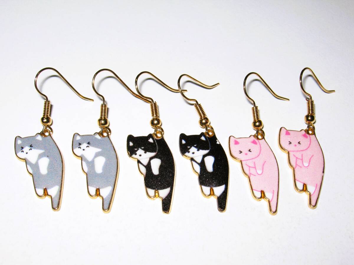 可愛い【猫ピアス 3ペア】ネコ フックピアス レディース イヤリング ② 猫 キャット 小物 おしゃれ ガールズ お洒落 ペット キュート拍卖
