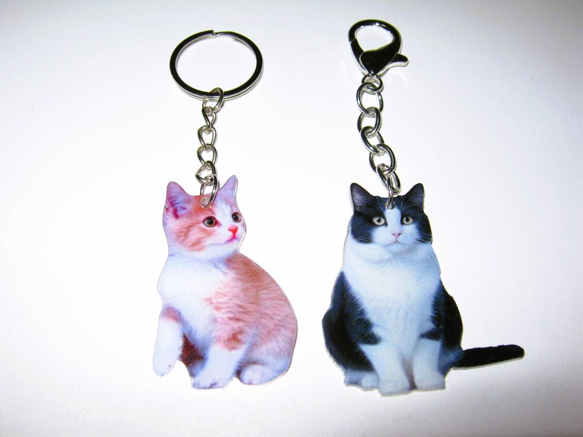 【にゃんこ アクリル キーホルダー 2個】② 猫 ネコ キーリング ストラップ 飾り 猫型 可愛い 動物 アクセサリー インテリア モダン ペット拍卖