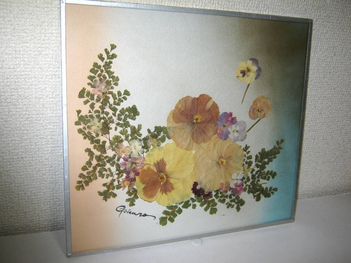【フラワーアート 押し花 ④】インテリア カラフル レトロ ピンク ハンドメイド ブルー 押花 手作り アート フラワー アンティーク モダン拍卖