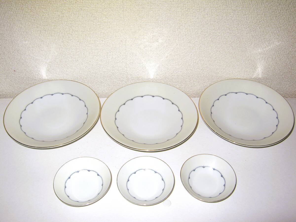 ヴィンテージ【MEITO CHINA 食器 中皿 小皿 6点セット】中鉢 小鉢 日本製 キッチン 和食器 アンティーク ビンテージ シンプル まとめ売り拍卖