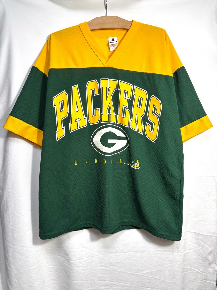 ■ 90s 90年代 ビンテージ vintage Riddell USA製 NFL Packers パッカーズ フットボール メッシュ Tシャツ 古着 スポーツ ストリート ■拍卖