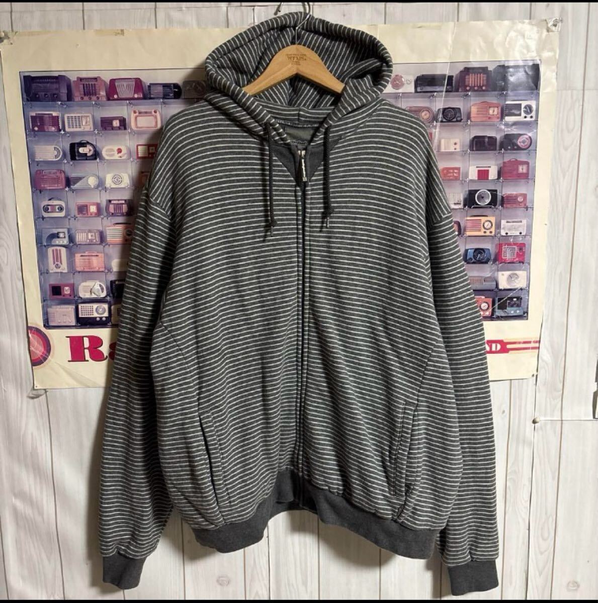 希少00s BOOTLEGBOOTH裏地サーマルボーダー柄スウェットジップパーカー Y2K 恵比寿系拍卖