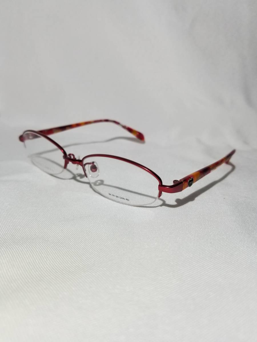 未使用 眼鏡 メガネフレーム PRIVATE LABEL PLM-006 RD チタン ナイロール ハーフリム 51口17-135 B-1拍卖