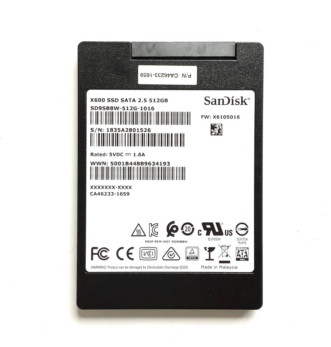 S70623158 SanDisk SATA 512GB 2.5 インチ SSD 1点 使用時間:14462【中古動作品】070730拍卖