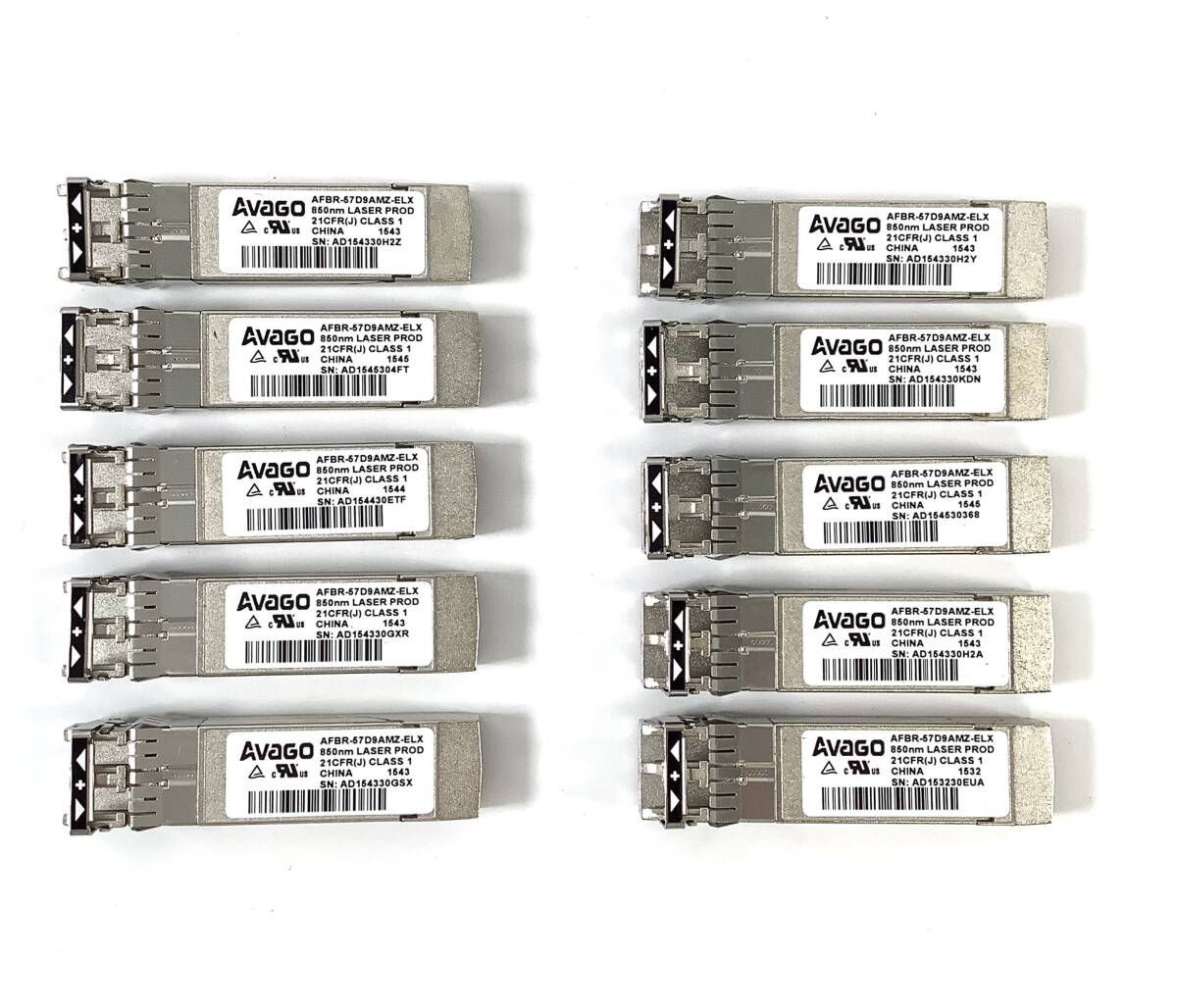 S70625163 AVAGO AFBR-57D9AMZ-ELX 8GB 光モジュール 10点セット【現状お渡し品】071007拍卖