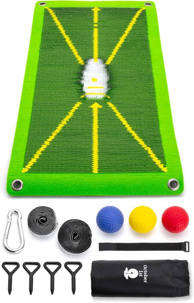 【新品】 October1st ゴルフ 練習 マット ダフリ修正 トップ修正 ターフ確認 スイング アプローチ パター 室内 練習用拍卖
