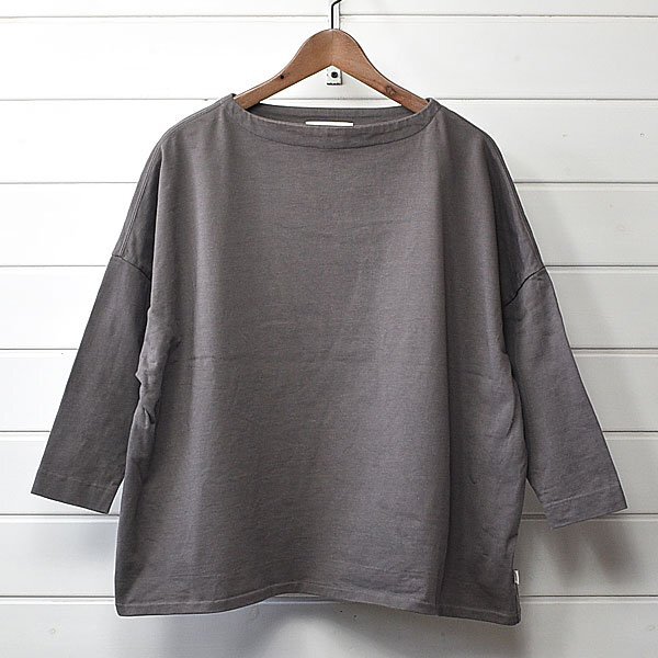 Traditional Weatherwear トラディショナル ウェザーウェア ボートネック ワイドカットソー Tシャツ チャコール S|25f1661拍卖