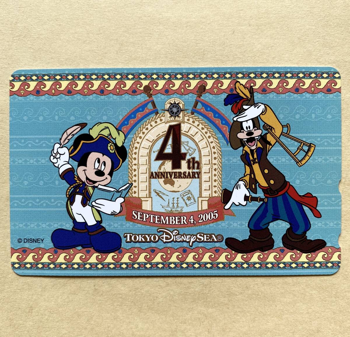 【未使用】 ディズニーテレカ 50度 東京ディズニーシー4周年記念 ミッキー/グーフィー拍卖