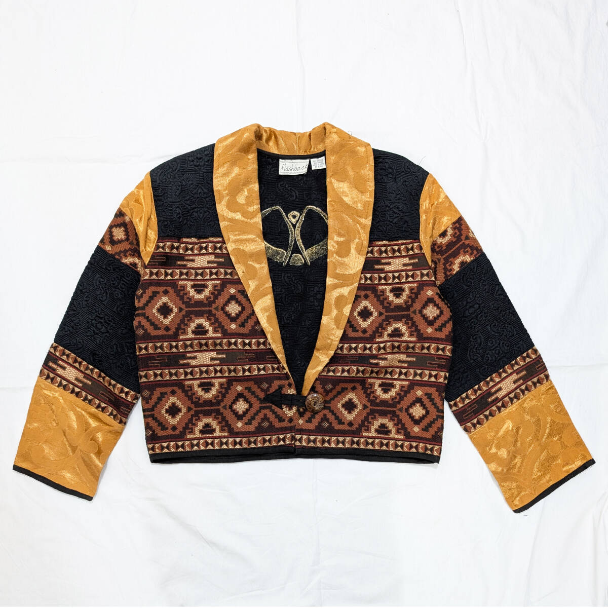 刺繍アフリカンジャケット インド製 ショートジャケット 古着 vintage Mサイズ【L】拍卖