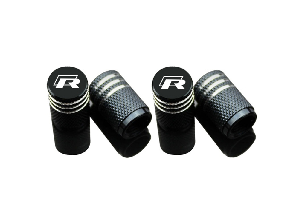 VW 全車種対応 R-LINE 黒 4個 タイヤ エアーバルブキャップ ゴルフ ビートル ジェッタ CC ポロ ボラ パサート トゥーラン ティグアン拍卖