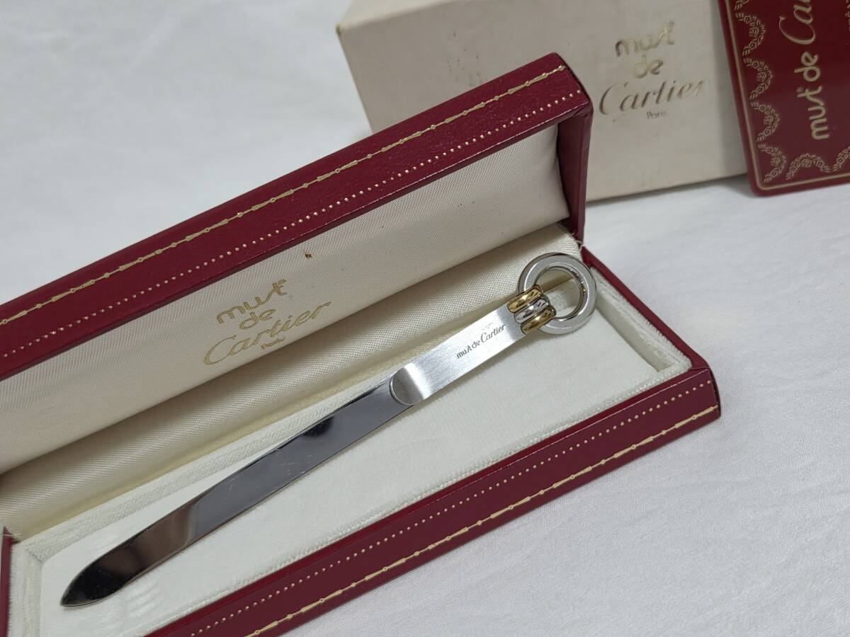 正規良 激レア Cartierカルティエ トリニティリング装飾 ロゴ ペーパーナイフ レターオープナー ラグジュアリー ステーショナリー 付属有拍卖