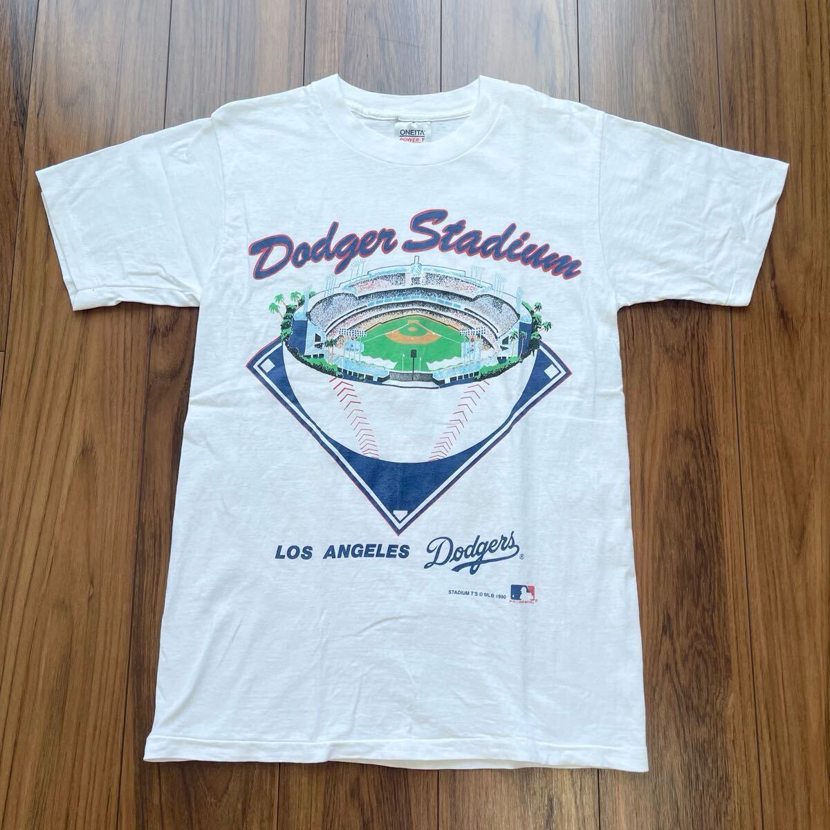 90s ロサンゼルス ドジャース Tシャツ 白 M シングルステッチ コットン100 madeinusa ONEITA 古着 ビンテージ ヴィンテージ アメリカ製拍卖
