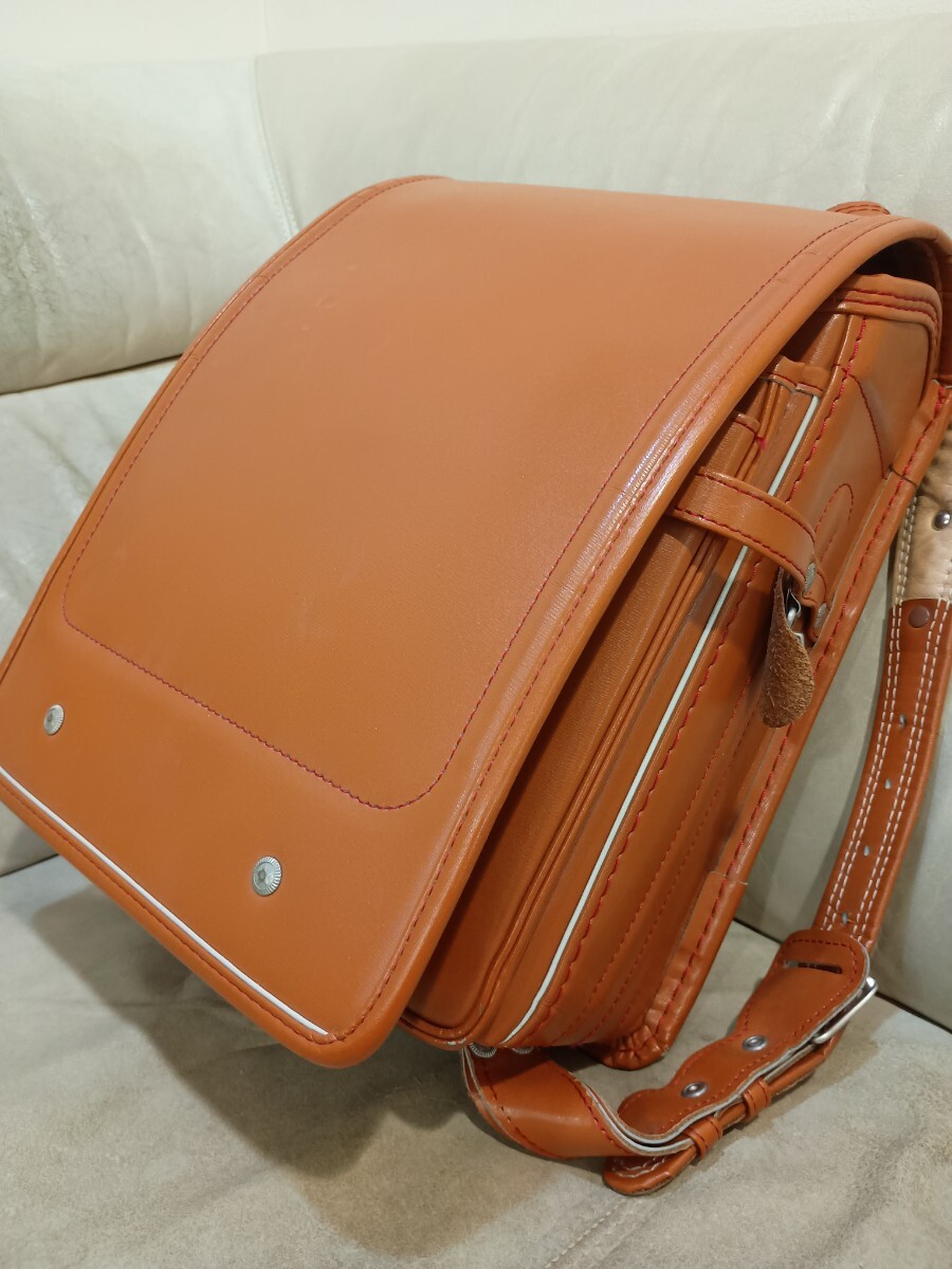 本革 革製ランドセル ランドセル ガルソン キャメル 内張り赤チェック 牛革 オート金具 通学 ランドセル 女の子用拍卖