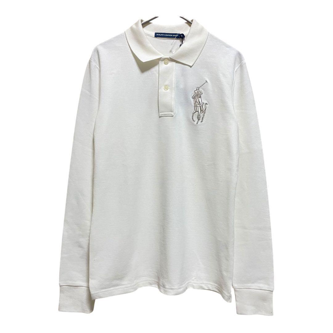 RALPH LAUREN GOLF タグ付き未使用・訳あり ラルフローレンゴルフ ビッグポニー刺繍 長袖ポロシャツ ゴルフウェア Mサイズ ホワイト 6MX967拍卖