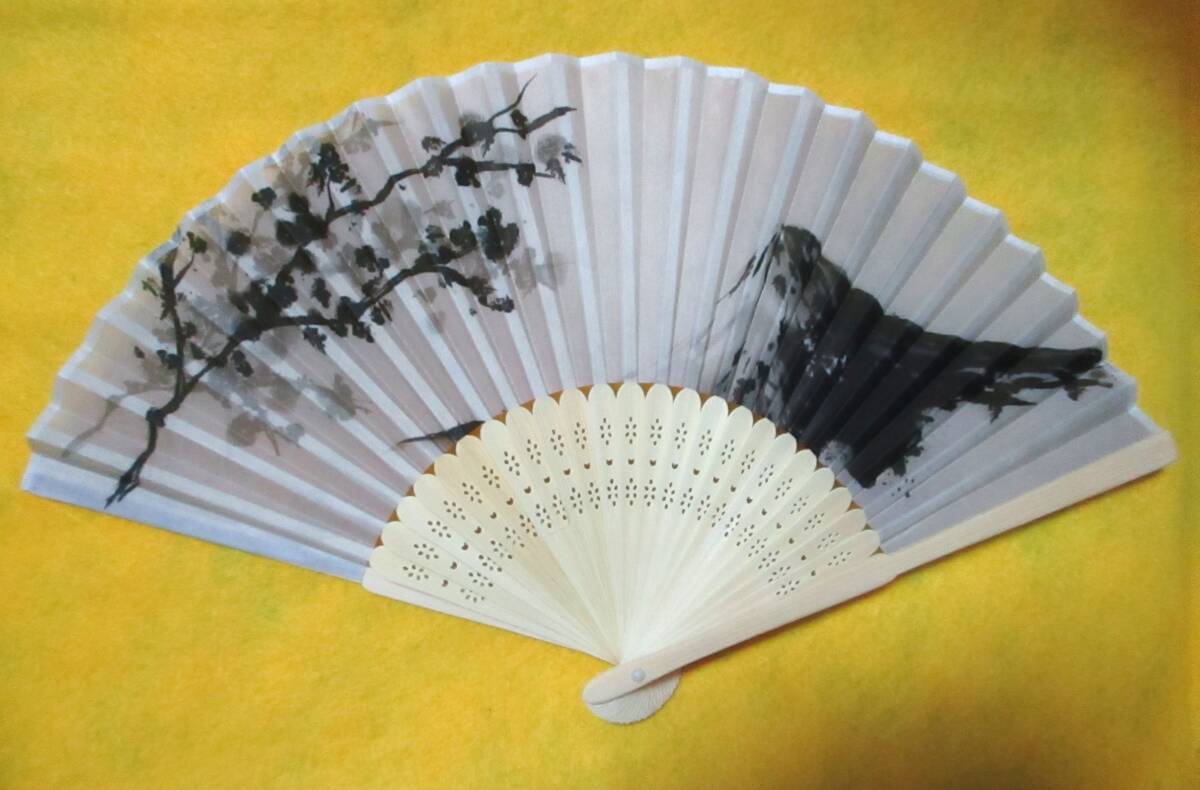 送料無料!【 富士山 扇子 布タイプ 】21㎝ 水墨画 天然竹 せんす うちわ 浴衣 着物 Fuji拍卖