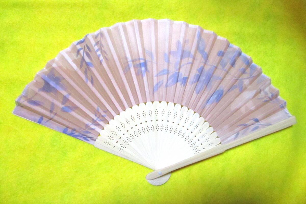 即決!【 桔梗 扇子 布タイプ ピンク系 】21㎝ 天然竹 キキョウ フラワー 花 和 せんす うちわ 浴衣 着物拍卖