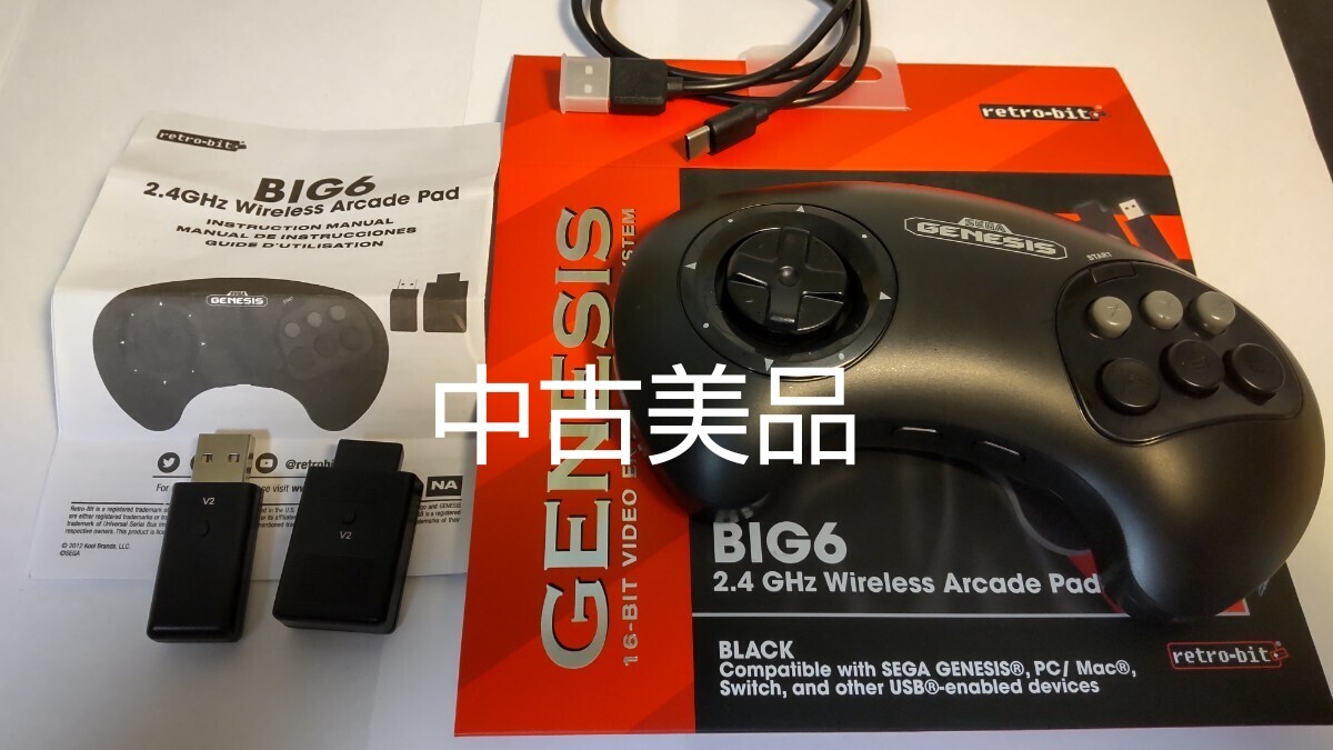 セガ公認 メガドライブ型 2.4Ghz ワイヤレス 8ボタン パッド コントローラー BIG6 SEGA GENESIS WIRELESS 8buttons Retrobit公式 格闘拍卖