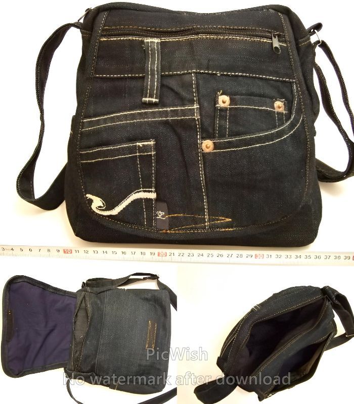 横浜最新 魅惑のデニムかぶせ付きショルダーバッグ♪リメイクオリジナルバッグ角型濃紺 横巾約25cm 縦28cm 送料無料ξblξ ξm72拍卖
