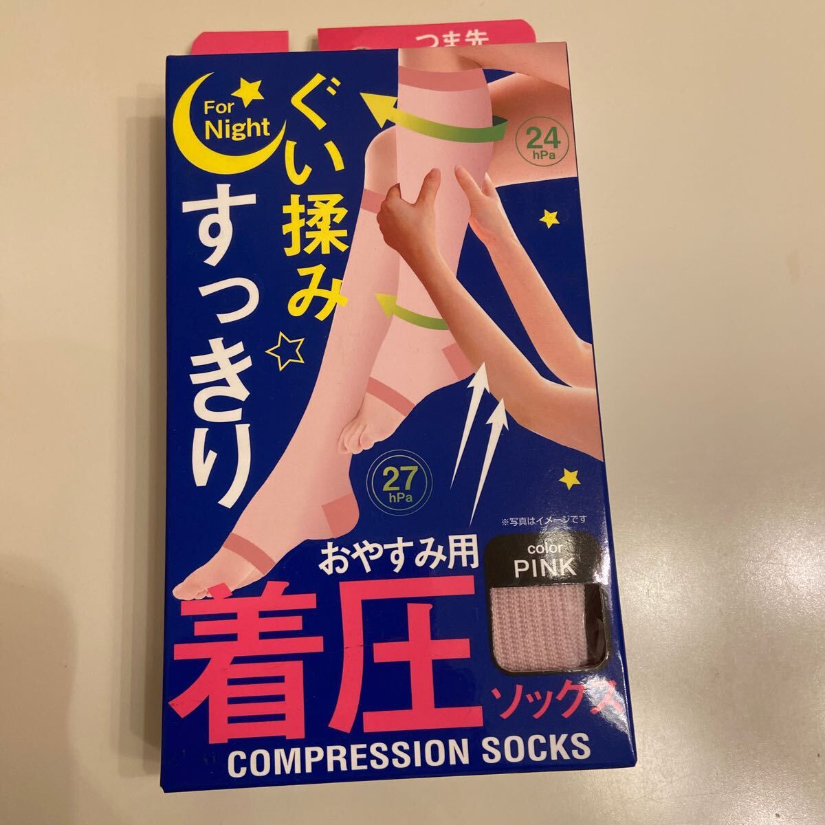 着圧ソックス すっきり おやすみ ぐい揉み つま先オープンタイプ 23~25㎝ ピンク 新品箱入り COMPRESSION SOCKS拍卖