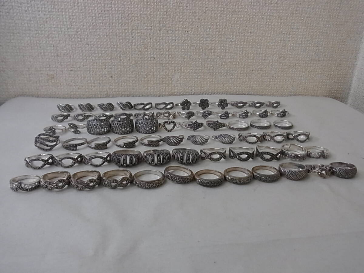 161211H05-0601H-A27■シルバーアクセサリー■リング/指輪 計69点セット 石付き 約9号~約19号 SV925 総重量約214g拍卖