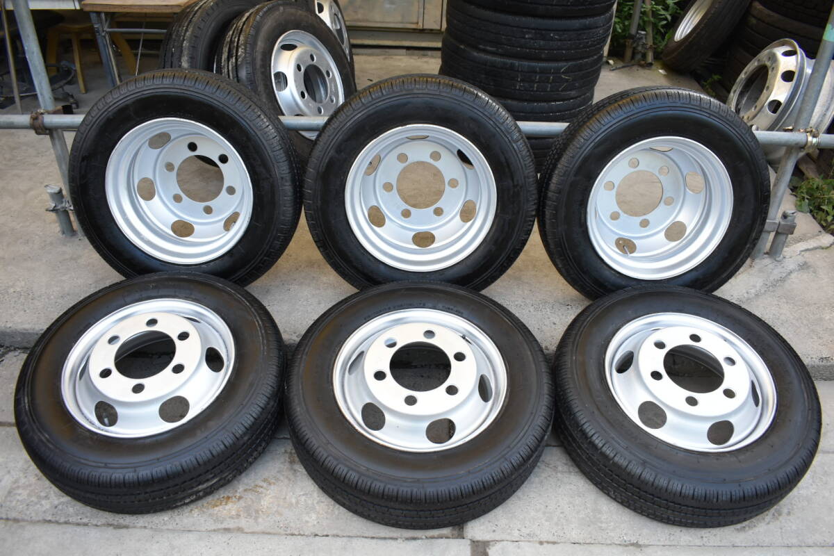 送料無料 215/70R17.5 118/116L YOKOHAMA スチールホイール付き KWC 17.5×6.00 127 9 6穴 両面再塗装 6本 セット拍卖