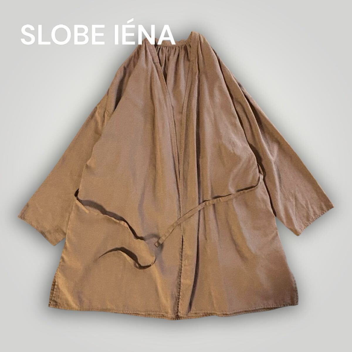 1801 【SLOBE INA/スローブイエナ 】リネン混 サラッと羽織れるミドル丈ガウンジャケット コート 羽織り ベイクルーズ 大人カジュアル拍卖