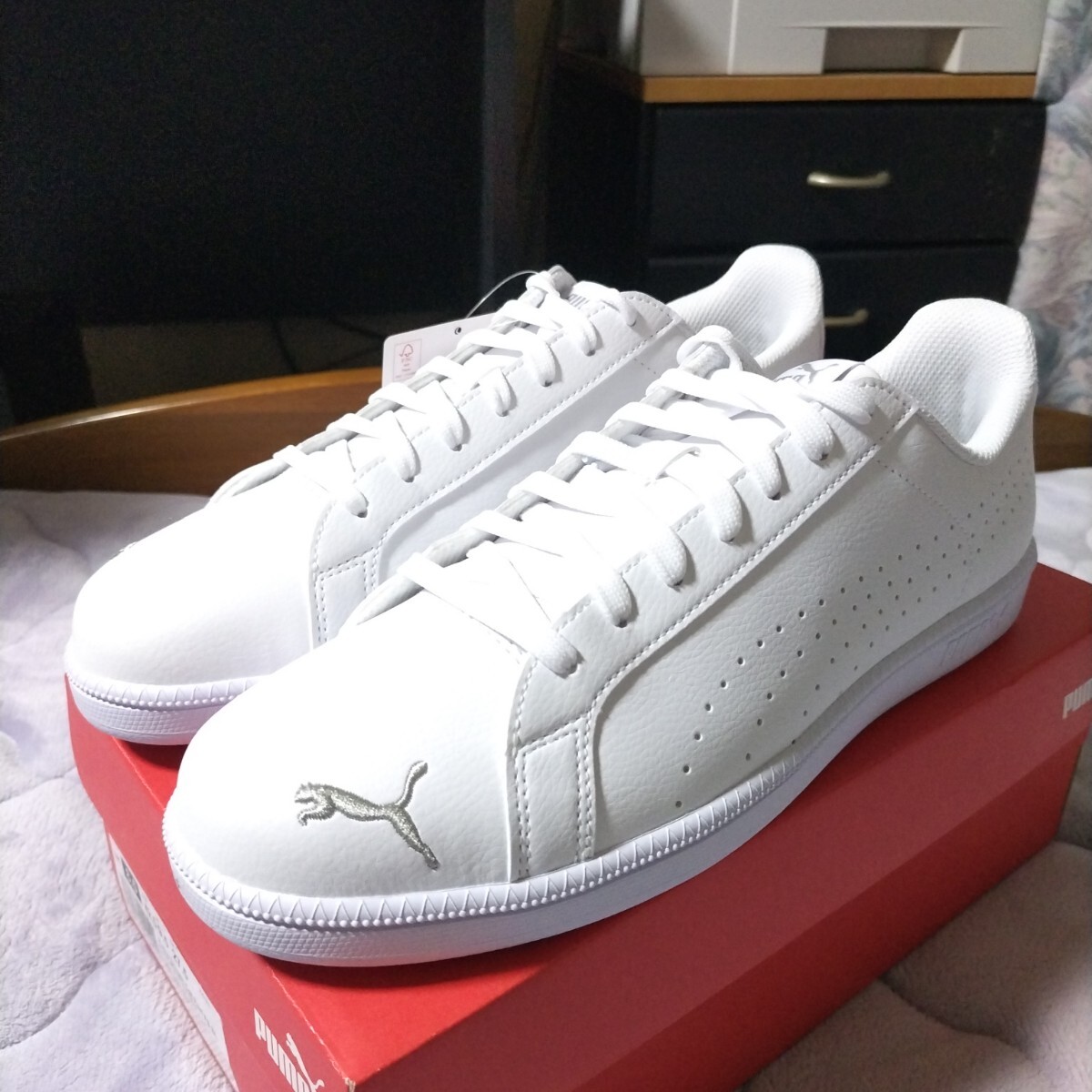 ■新品■23.5cm プーマ スマッシュキャット パーフ FS SL スニーカー ホワイト/シルバー拍卖
