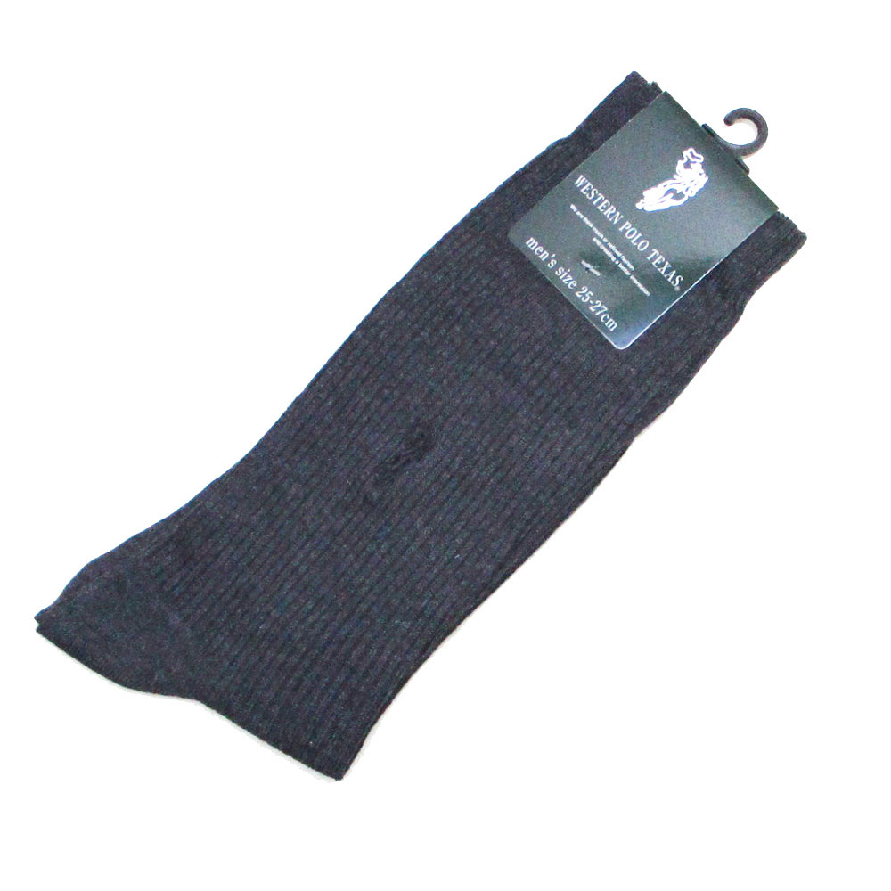 WESTERN POLO TEXAS ポロ 紳士 ワンポイント刺繍ソックス 靴下 25-27cm ダークグレイx4足セット/卸/送料無料メール便拍卖