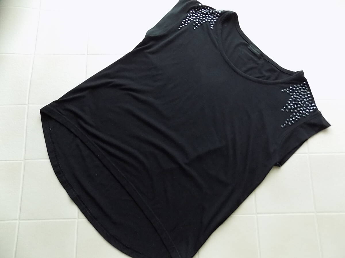 JEANASIS ジーナシス☆ビジュー付きカットソー☆黒拍卖