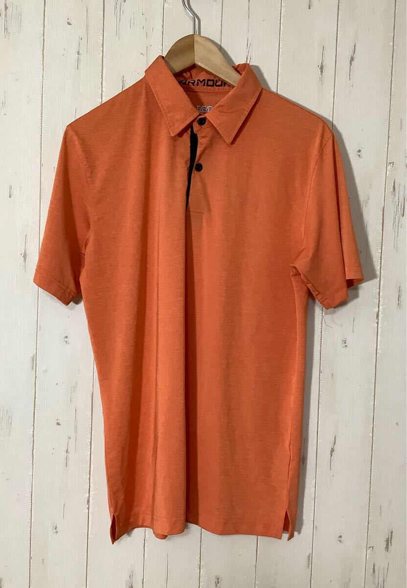 た1666 UNDER ARMOUR アンダーアーマー メッシュ半袖ポロシャツ XL オレンジ ストレッチ ヒートギア ルーズ拍卖