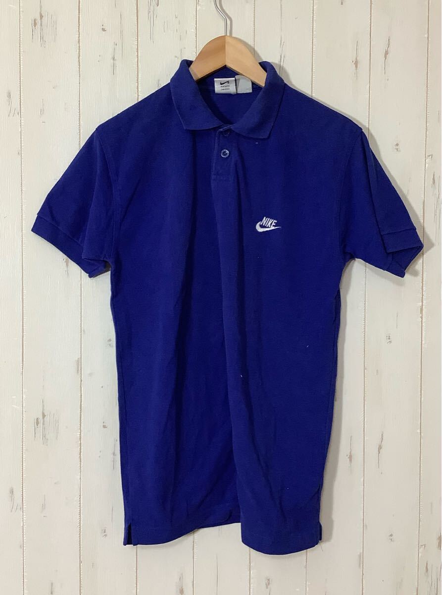 た1631 NIKE ナイキ 半袖ポロシャツ ブルー 刺繍タグ 90's ビンテージ拍卖