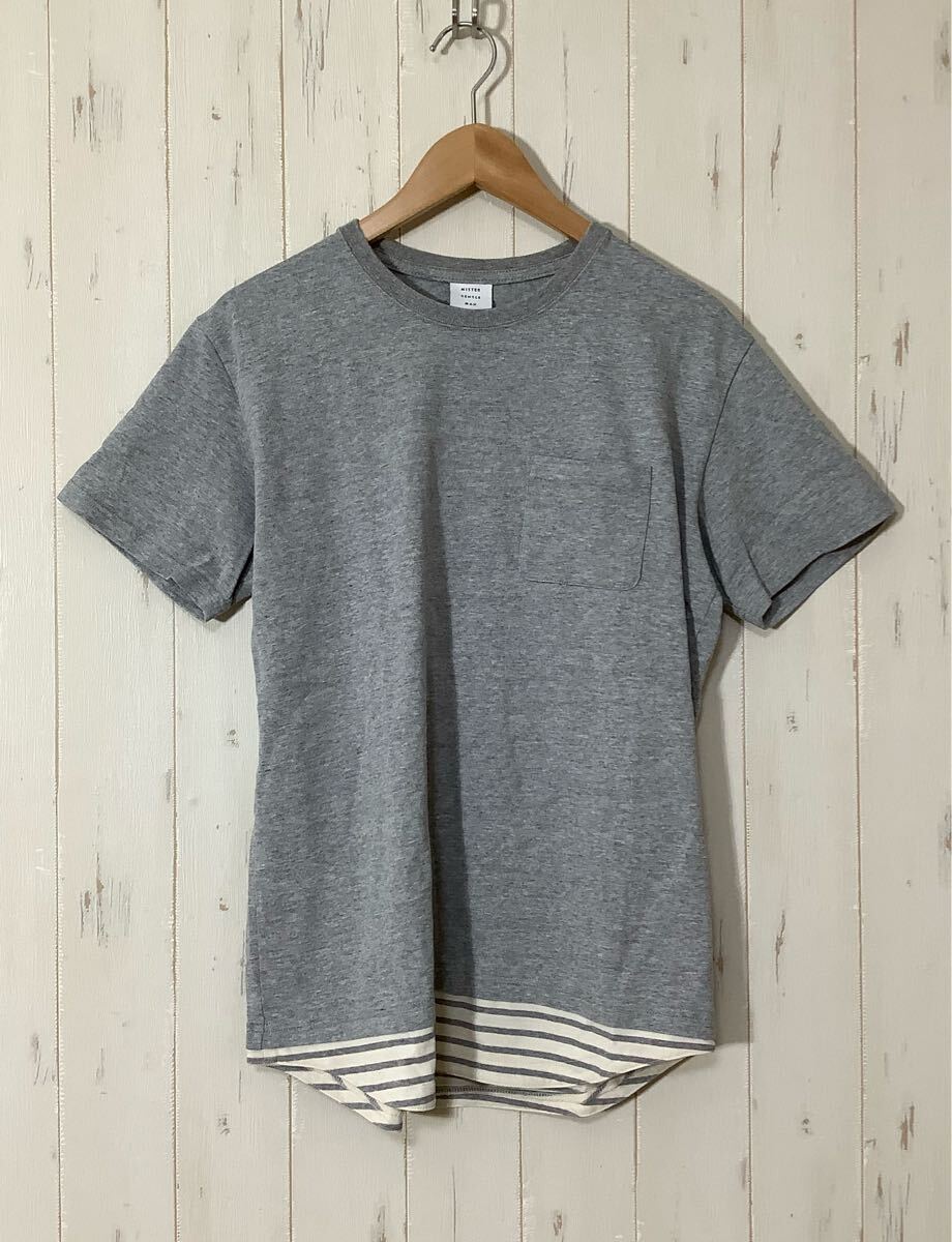 た1627 MISTER GENTLE MAN ミスタージェントルマン 半袖Tシャツ M グレー 胸ポケット 日本製拍卖