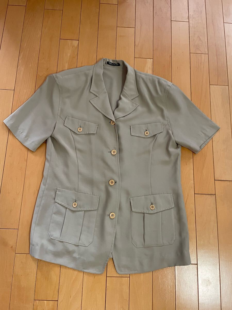 コムサ・デ・モード カーキグリーン シャツジャケット 半袖 古着 DCブランド 平成レトロ拍卖