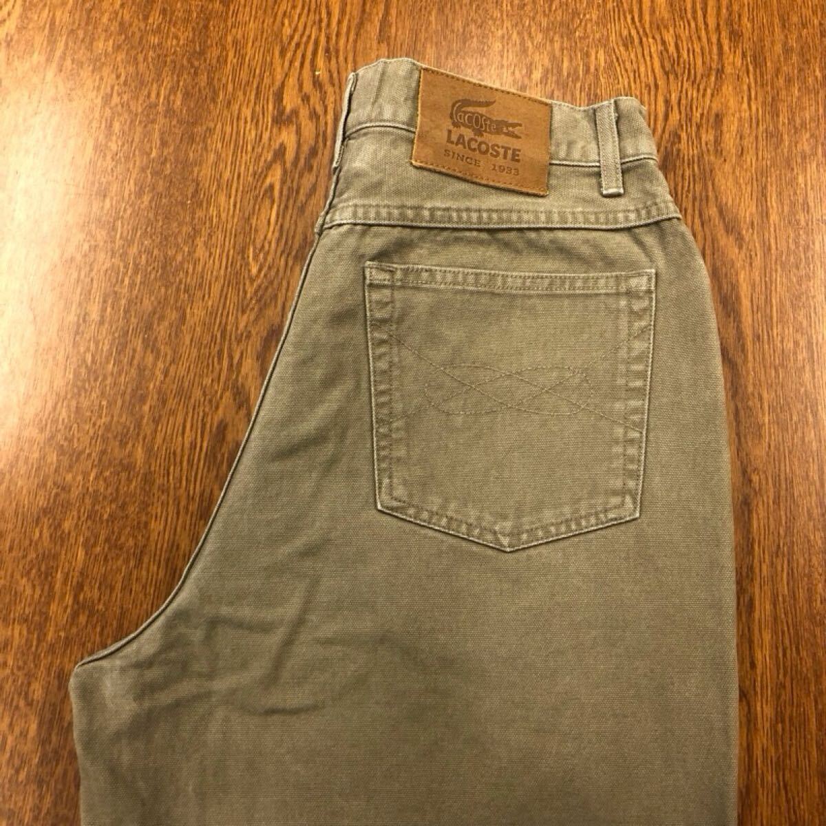 【GF012】LACOSTE 76 カラーパンツ カーキ ブランド古着 ラコステ 送料無料拍卖