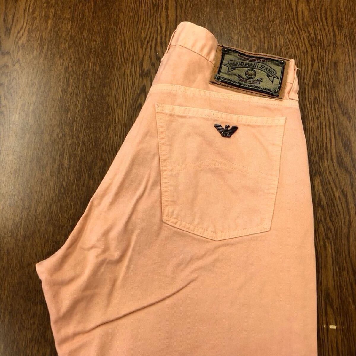 【GF017】ITALY製 ARMANI JEANS W30 カラーパンツ サーモンピンク ブランド古着 アルマーニジーンズ 送料無料拍卖