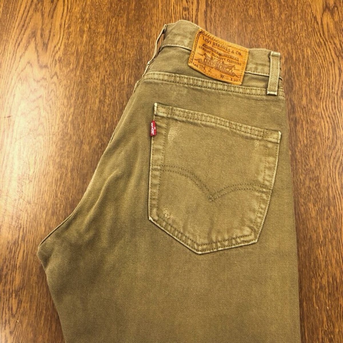 【GF043】Levi's 551Z W28 L32 カラーパンツ カーキ メンズブランド古着 リーバイス551Z 送料無料拍卖