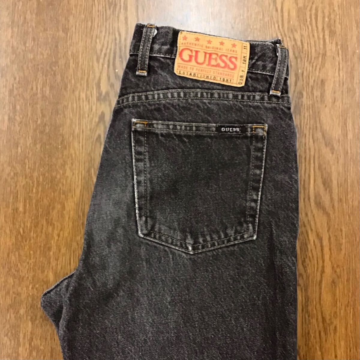 【GF134】CANADA製 GUESS W30 ブラック ジーンズ ジーパン デニムパンツ ブランド古着 ゲス 送料無料拍卖