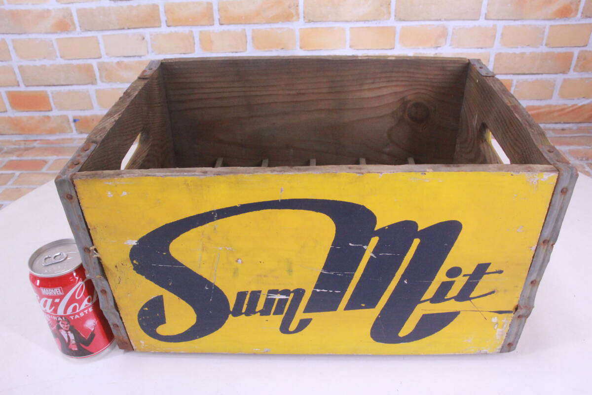 レトロ! 木製ケース Sum Mit コンテナ 24本ケース ケースのみ SOFT DRINKケース アンティーク 骨董 ビンテージ 傷み劣化あり■(W1276)拍卖