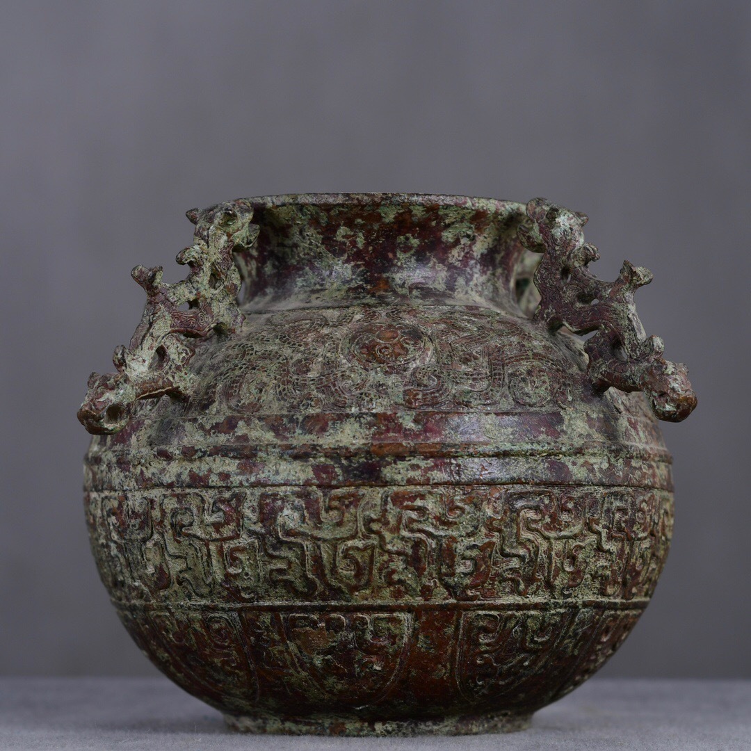 【超珍館蔵】春秋 青銅製 四龍罐 青銅器 置物 賞物 古賞物 古董品 古美術品 時代物 旧家蔵出 稀少珍蔵品拍卖