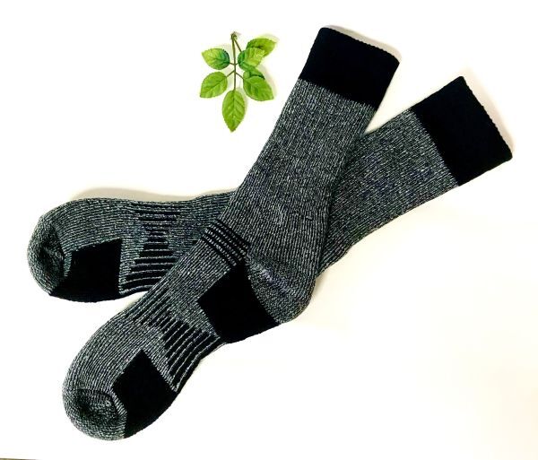 プレミアム メリノウール80% 中厚ウールソックスGY (約24.5~27cm)3足セット 吸汗発散ソックス トレッキングソックス ハイキング ML ③拍卖