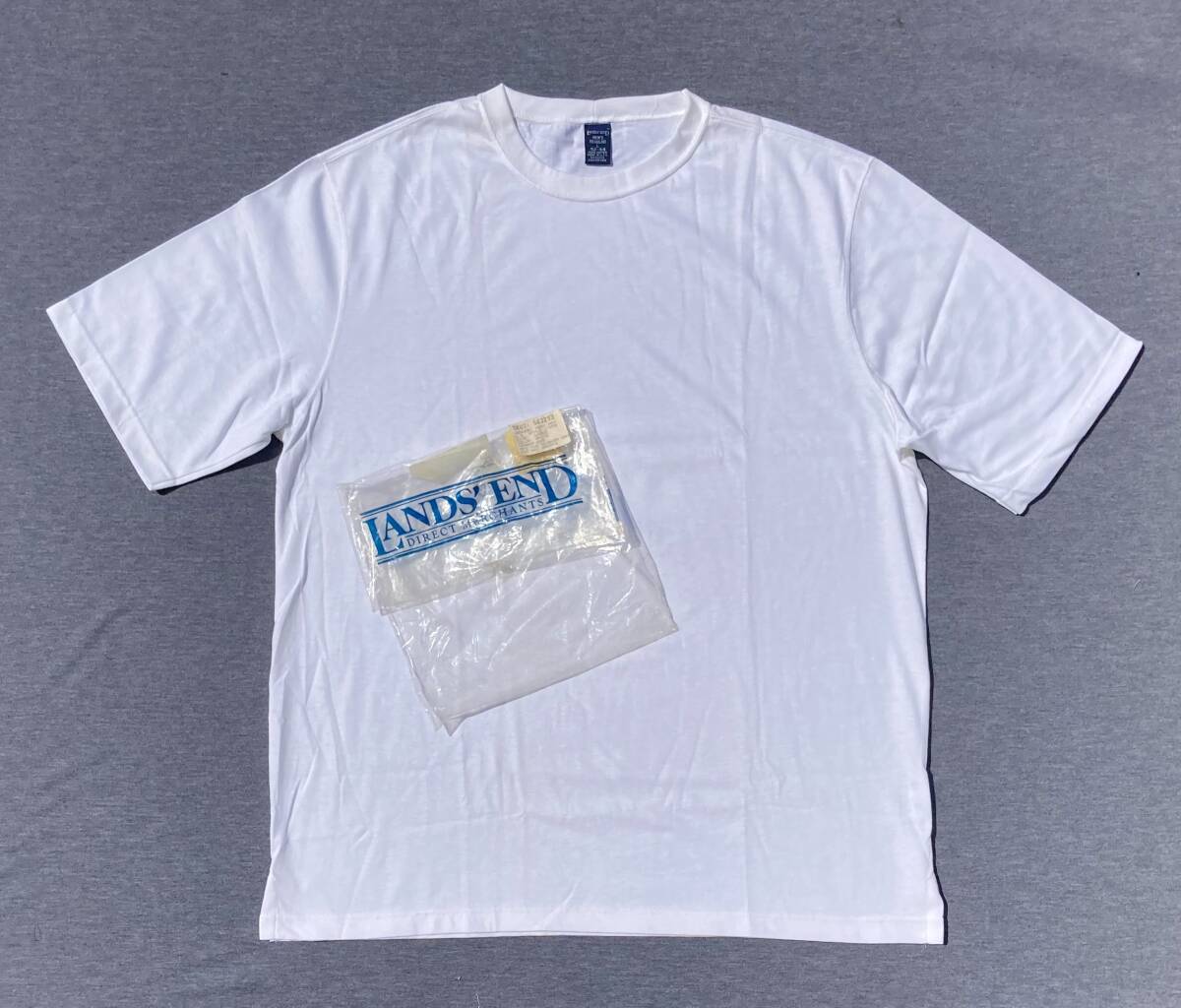 デッド 90s USA製 LANDS’END ランズエンド 無地 Tシャツ 白 L ブランク 新品 ビンテージ アメリカ製拍卖