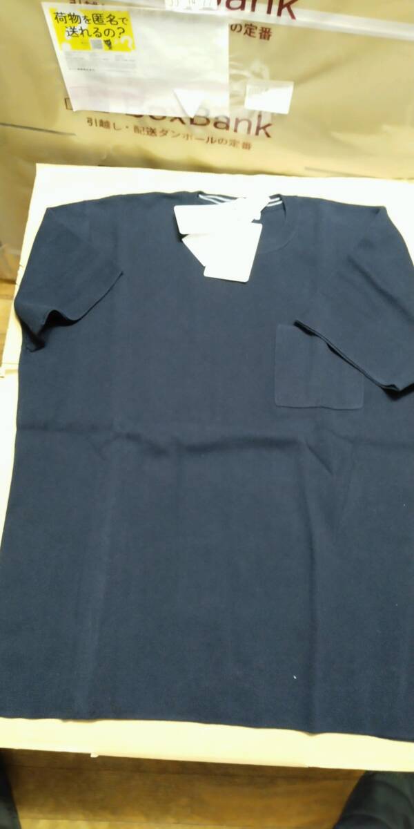 未使用自宅保管品INHERIT(インヘリット) ミラノリブクルーニットS/S カラーネイビー サイズM拍卖