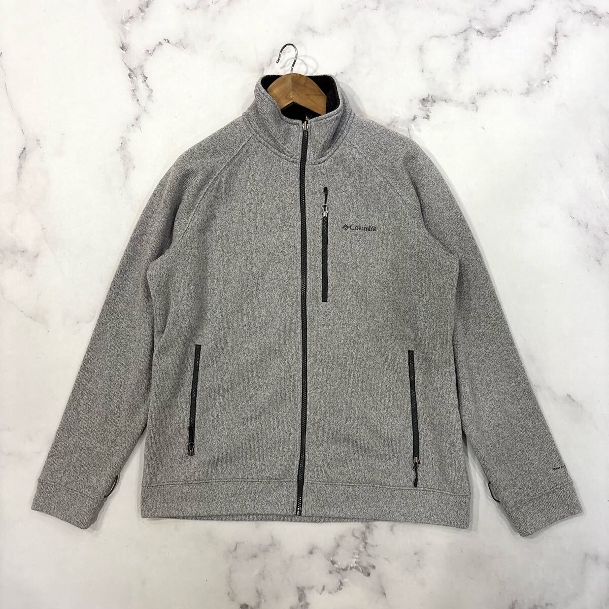 W ■ アウトドア '大きいサイズ' Columbia コロンビア OMNI-TECH ロゴ刺繍 ジップアップ ジャケット SIZE:XL メンズ 上着 アウター GRAY系拍卖
