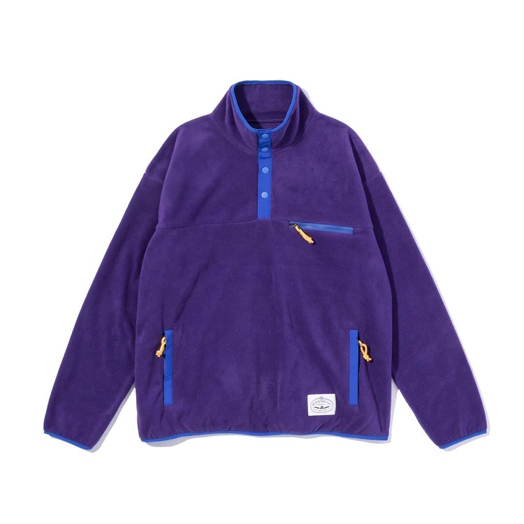 ☆sale/新品/正規品 POLER SNAP LIGHT FLEECE | Color:PURPLE | Size:M | ポーラー / プルオーバーライトフリース拍卖