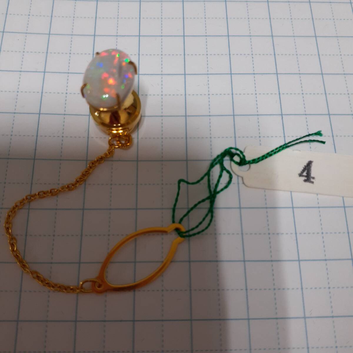 新品 オパール K18 タイピン タイタック ネクタイピン 4拍卖